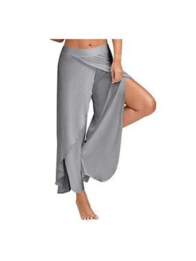 Wide Leg Yoga Pants High Split Flowy Dance Sweatpants Loose Beach Pants